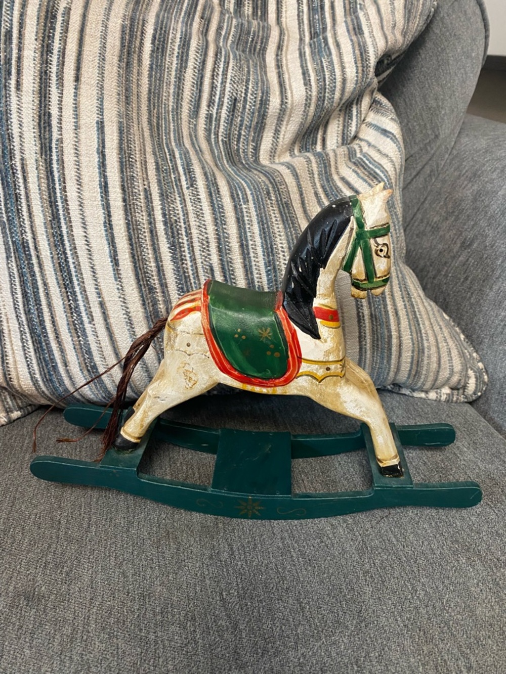 Rialto Vintage Wood Hand Painted Rocking Horse Decor
